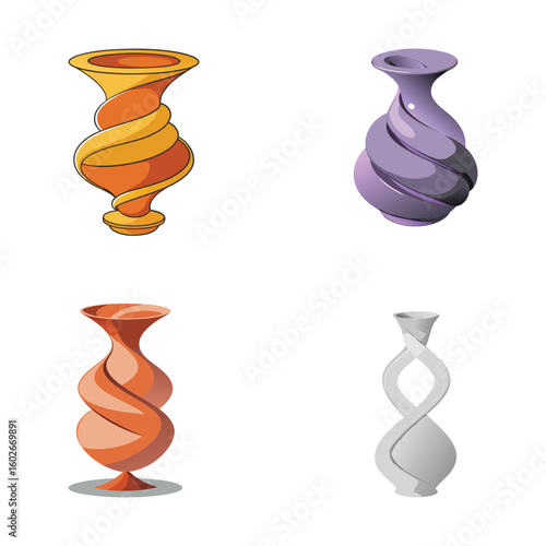 Modern Twisted Vase Isolated on White Background  Artistic Decorative Object