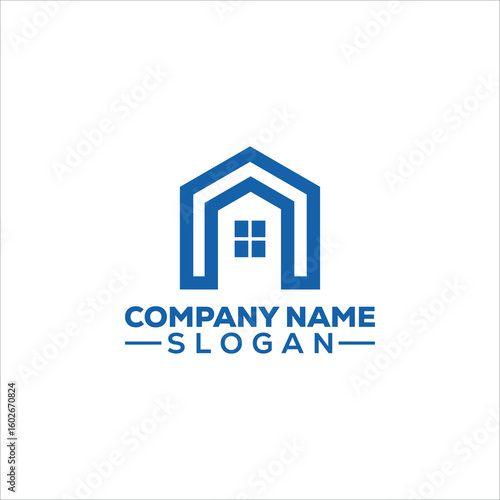 Simple Blue House Home Logo