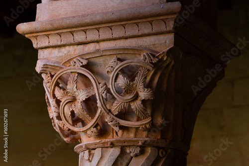 Tableau sur toile Cloister of the Cistercian Abbey of San Andrés de Arroyo in the natural and historical region of Ojeda, Palencia, in the autonomous community of Castile and León, Spain