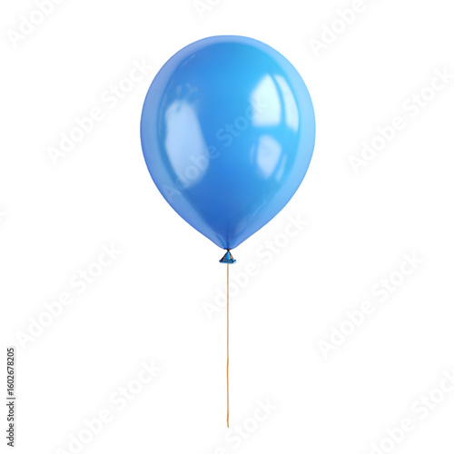 A vibrant blue balloon floating against a plain background, symbolizing celebration and joy