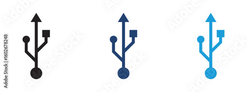 Collection of usb flash drive icons in various colors and styles for digital and print design applications