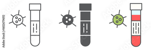 Covid-19 blood test tube icon collection, coronavirus and diagnosis, blood test tube sign vector set graphics, editable stroke linear icon, eps 10