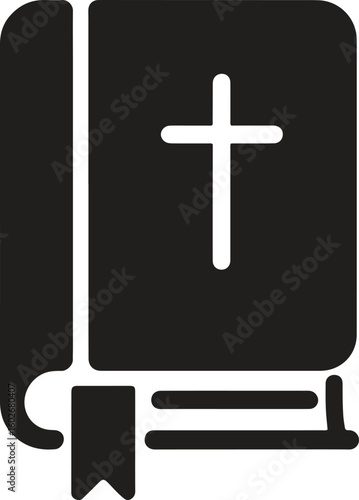 Silhouette bible book icon. Religion, faith, scripture, holy book vector illustration