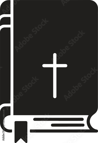 Silhouette bible book icon. Religion, faith, scripture, holy book vector illustration
