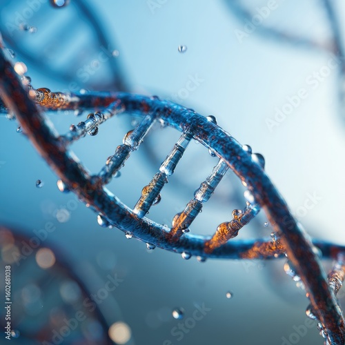 Wallpaper Mural Close-up of a rusted, water-laden DNA double helix against a blurred blue backdrop, suggesting decay or damage Torontodigital.ca