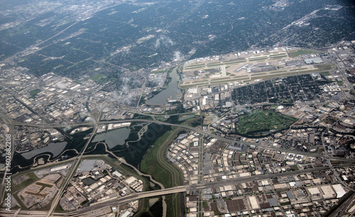 Aerial view of Dallas Love Field airport with surrounding area