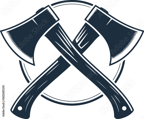 Axes icon. Battle, woodcutting, tools, weapon vector illustration
