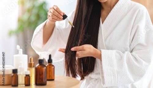 ヘアオイルで輝く髪