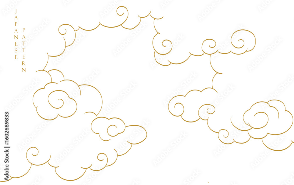 Obraz premium Japanese background with line ocean sea pattern vector. Abstract template with geometric wave pattern. Mountain layout design in oriental style 