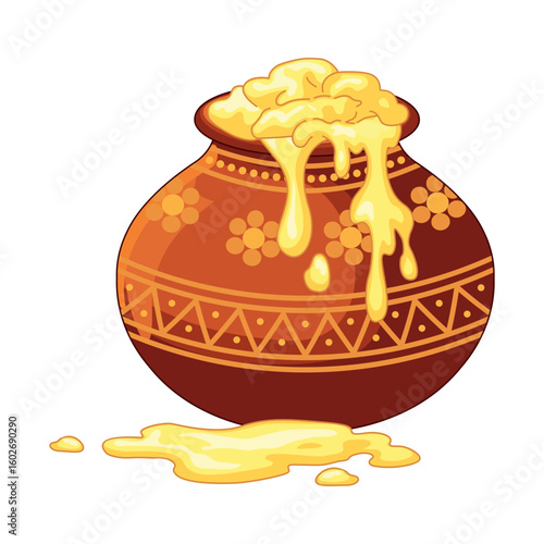 Vector illustration of pot filled with butter on transparent background