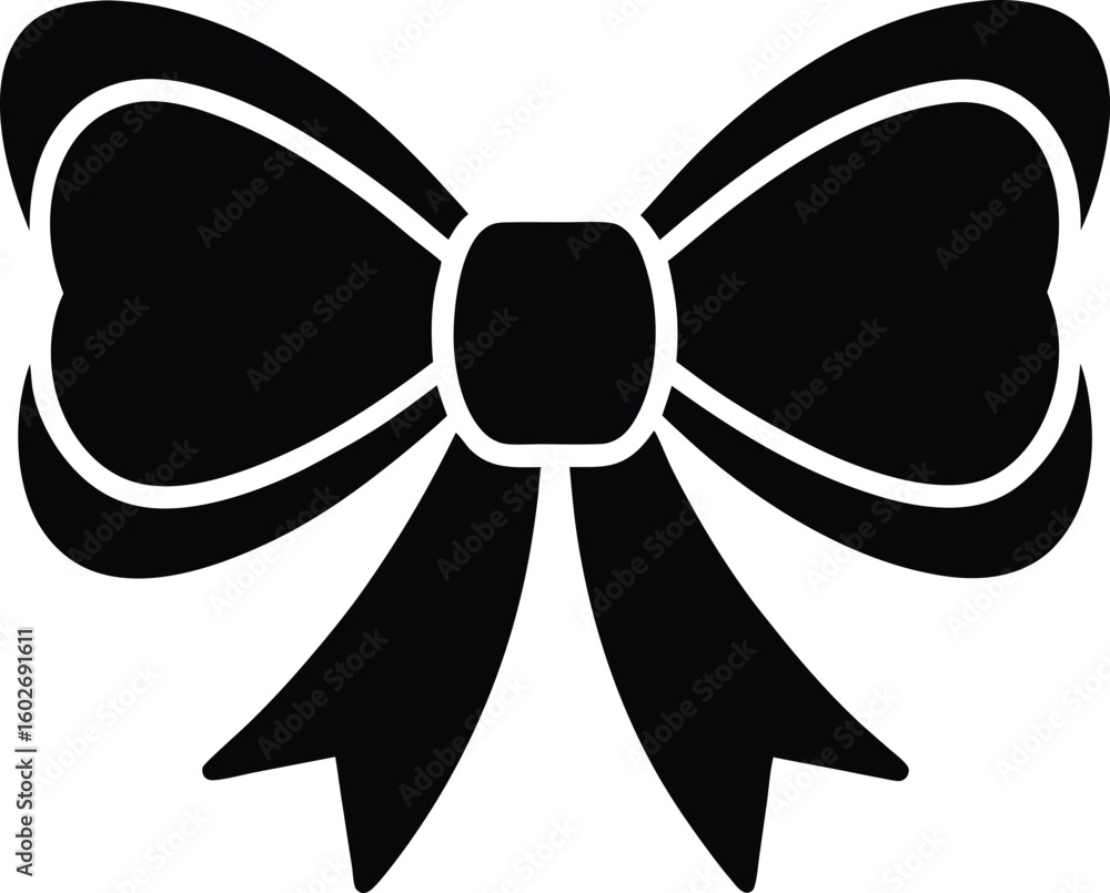 Simple black christmas bow silhouette vector graphic Simple black christmas bow silhouette vector graphic