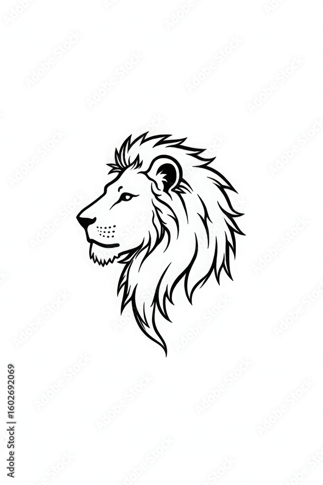 Fototapeta premium Lion with a long mane and a large, open mouth