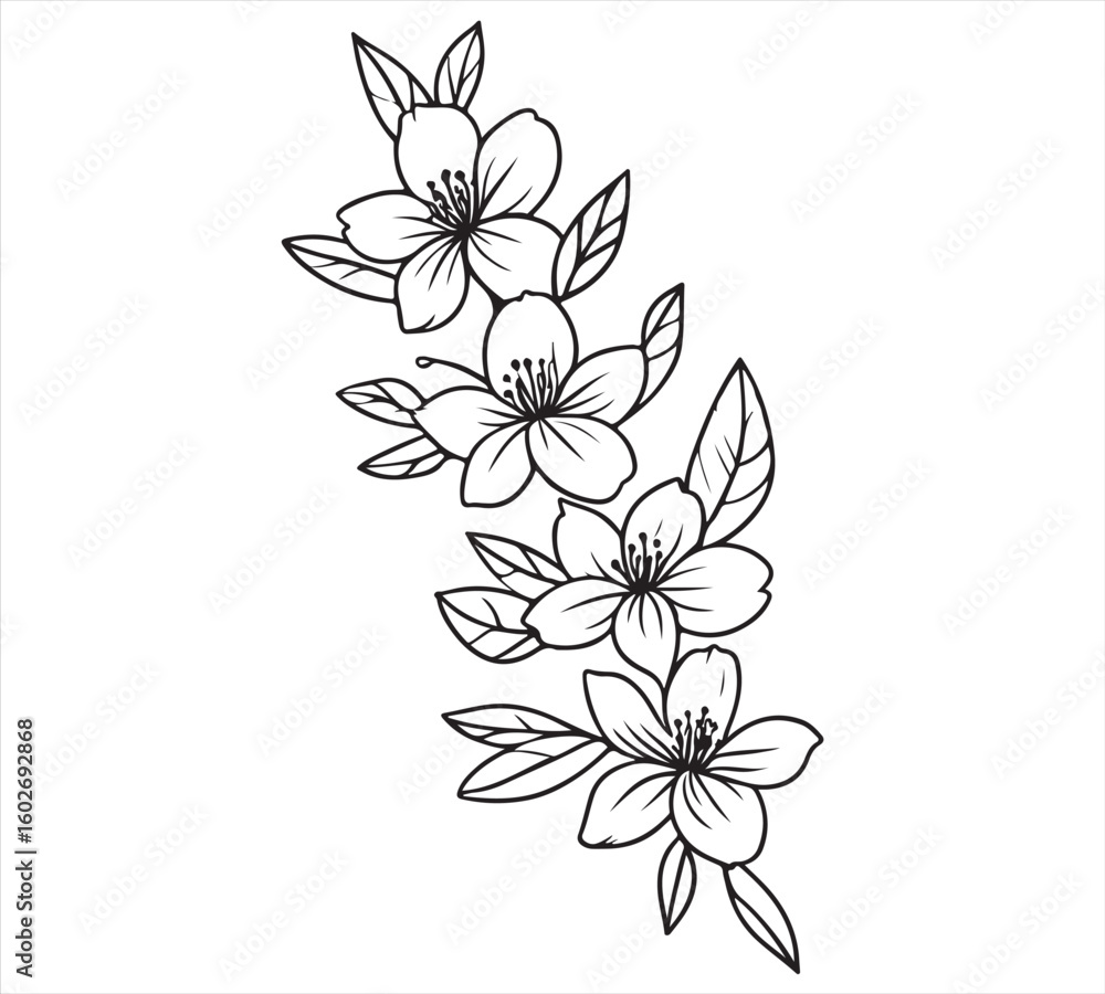 Obraz premium flower line Vector – Minimalist Black and White Wildlife Design 