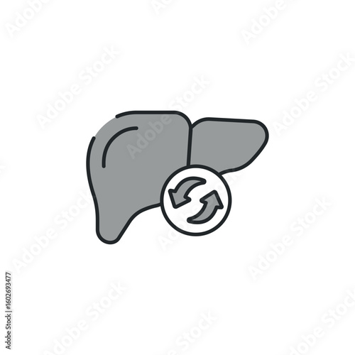 Liver Transplant icon design with white background stock illustration