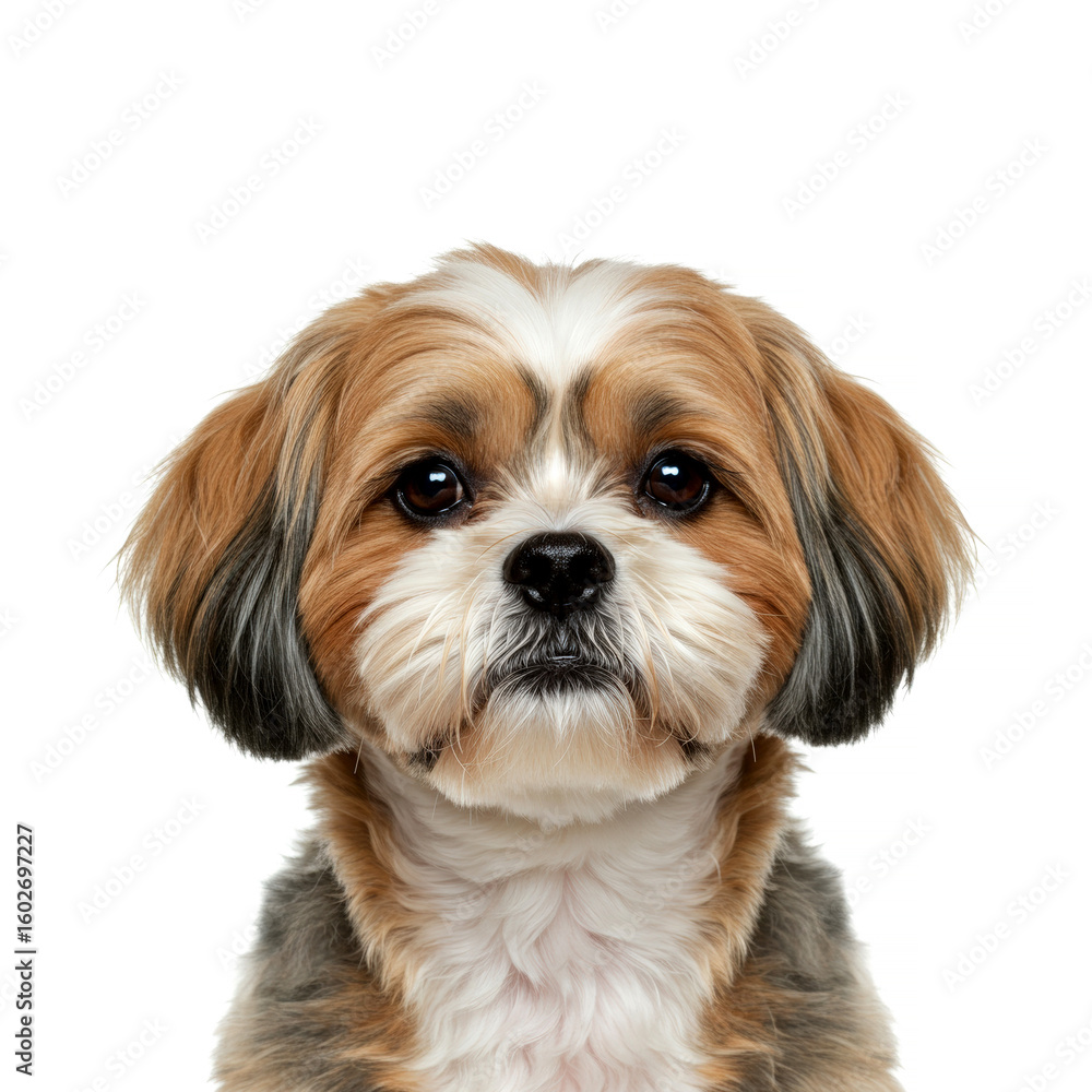 Close-up portrait Lhasa Apso isolated on white background Close-up portrait Lhasa Apso isolated on white background