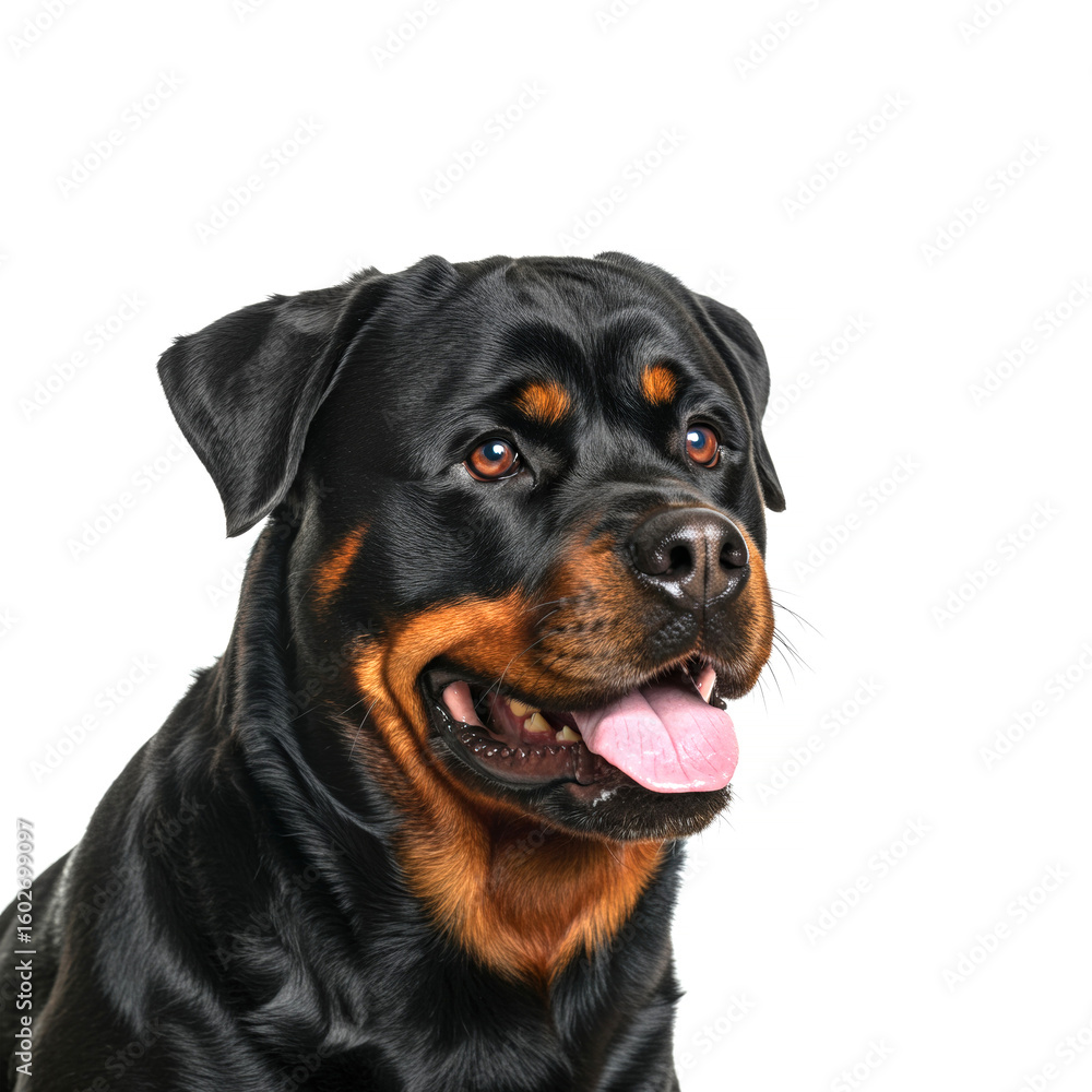 Close-up portrait Rottweiler isolated on white background Close-up portrait Rottweiler isolated on white background