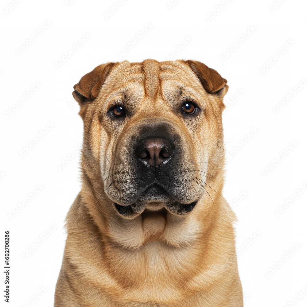 Close-up portrait Shar-Pei isolated on white background Close-up portrait Shar-Pei isolated on white background