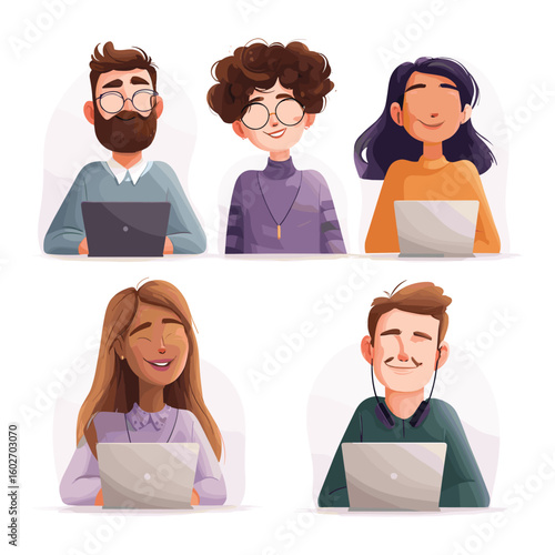 Group of young professionals team profile illustration