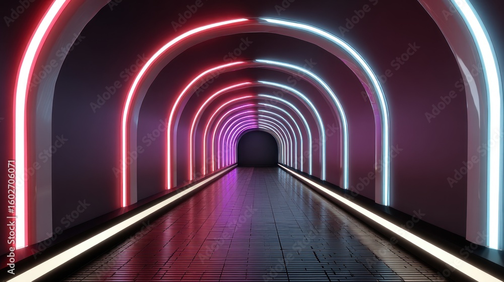 Obraz premium Neon tunnel archway