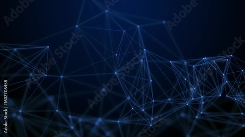 Blue glowing network connections. Communication and technology. Network connection structure. Seamless loop