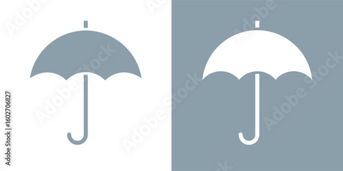 Umbrella icon. Symbol of rain or protection. Means of protection from the sun. Season or autumn pictogram. Attribute of bad weather or precipitation.