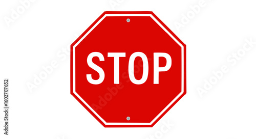 A red stop sign with the word stop written in white capital letters is displayed on a white background