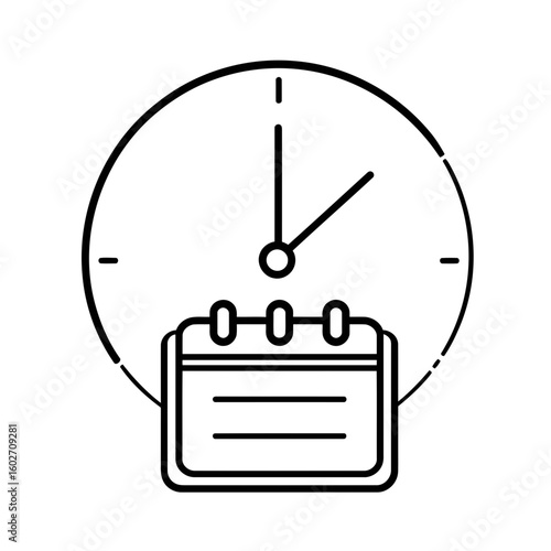 A vector illustration of a clock icon, symbolizing business time and travel with a briefcase design