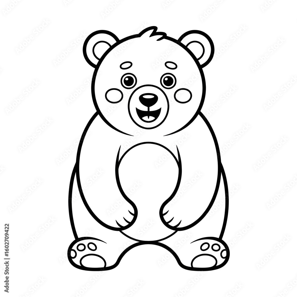 Fototapeta premium A black and white bear illustration vector style coloring page