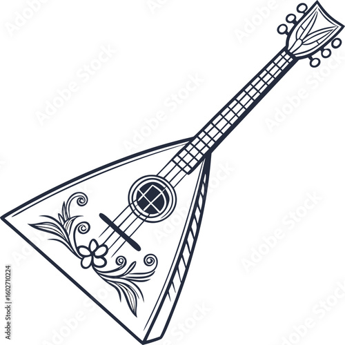 clean vector of russian folk guitar balalaika