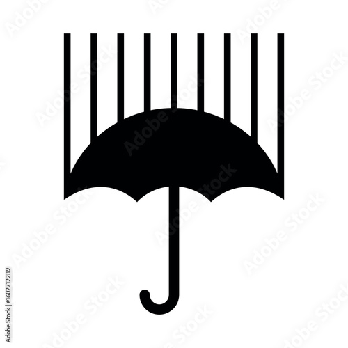 Umbrella and rain icon. Means of sun protection. Season or autumn pictogram. Attribute of bad weather or precipitation.