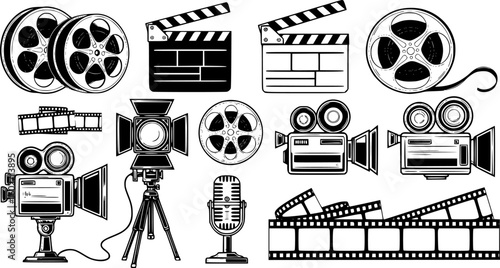 Cinema icons. Cinema set. Movie Icons collection. Vector Illustration. EPS 10