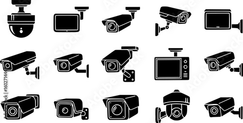 Security camera icon. CCTV vector icon set. Video surveillance CCTV camera icon. Security camera. Vector Illustration. EPS 10
