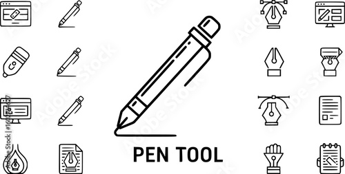 Pen tool icon. Graphic design vector icon set. Designer tools for web design and creative illustration. EPS 10
