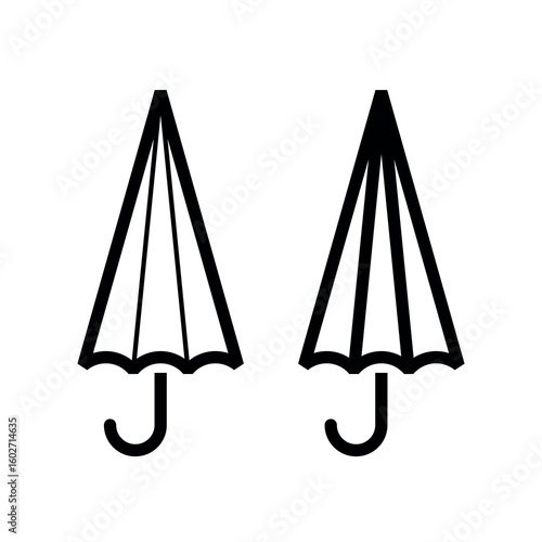 Icon of a folded umbrella. Symbol of rain or protection. Means of protection from the sun. Season or autumn pictogram.  Attribute of bad weather or precipitation.
