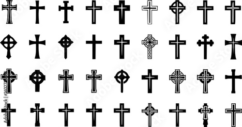 Christian cross icon collection. Religious cross icon. Vector illustration. EPS 10
