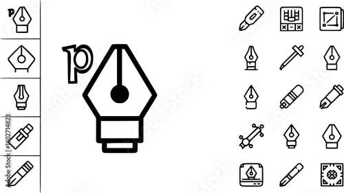 Pen tool icon. Graphic design vector icon set. Designer tools for web design and creative illustration. EPS 10
