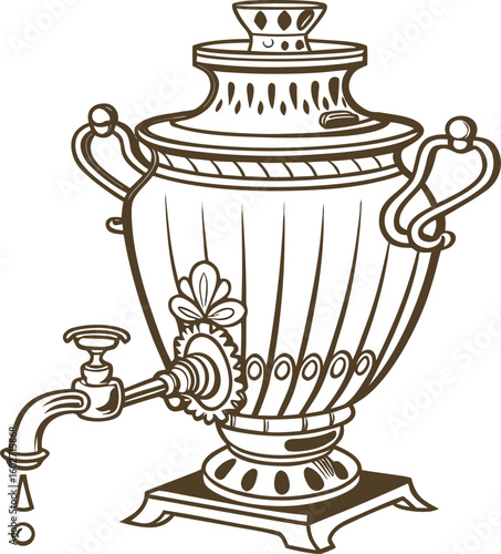 vector of traditional russian tea kettle samovar