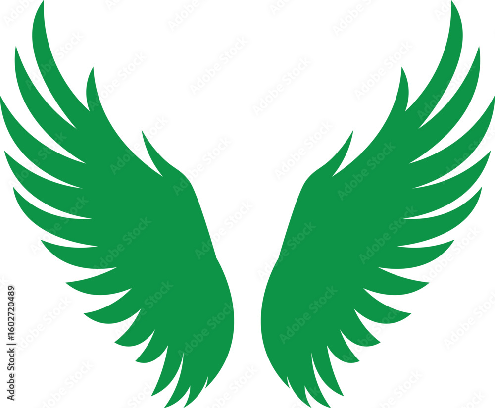 Fototapeta premium Wings flat icon. Ideal wing vector for logo design, tattoos, decals. Aviation pilot patch badge. Vector illustration.