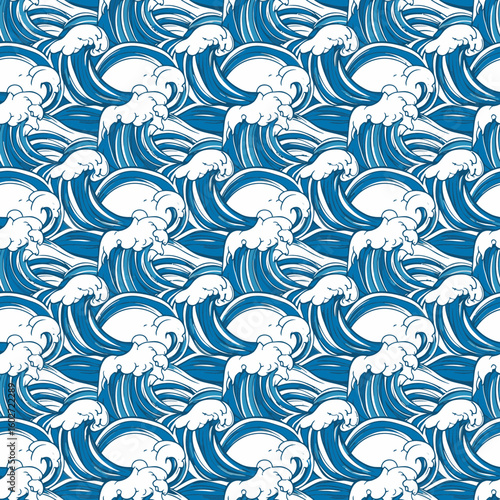 Seamless background with traditional Japanese Seigaiha wave pattern  