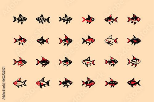 Red Eye Tetra, aquarium fish vector art illustration