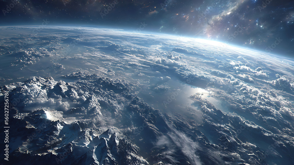 Fototapeta premium Blue Earth Planet from Space with Nebula Clouds Weather and Atmospheric View 46561426 1