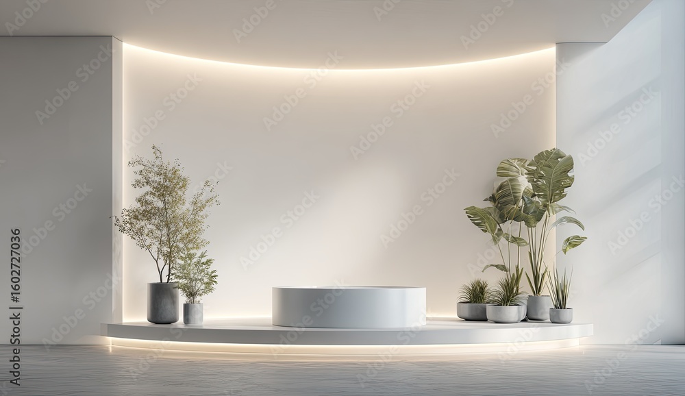 Fototapeta premium Modern minimalist reception area with plants