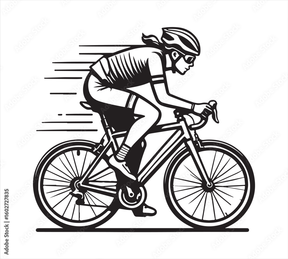 Obraz premium Cycling Silhouette Vector Illustration – Minimalist Black and White Sports Design