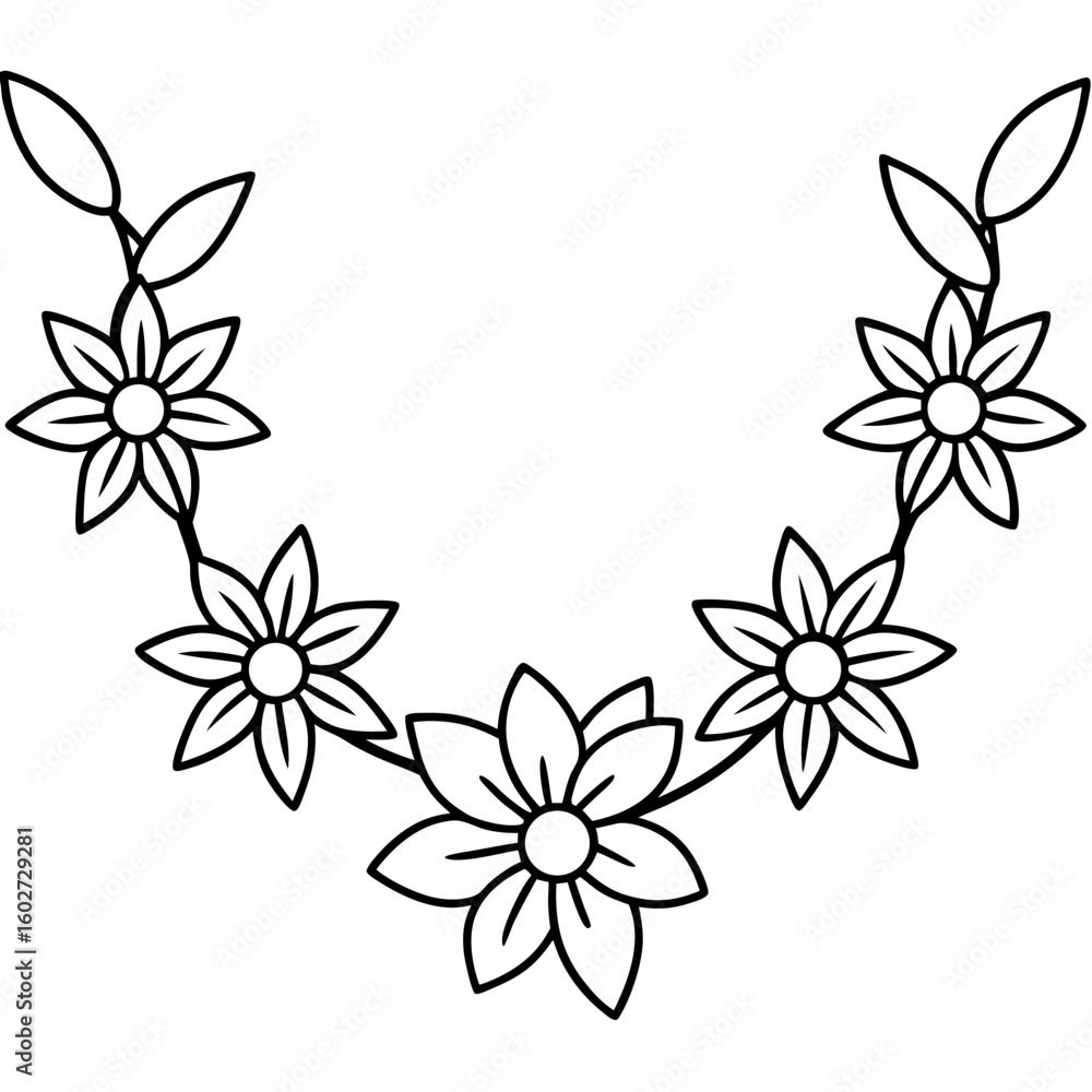 Obraz premium Simple Petal Garland Outline
