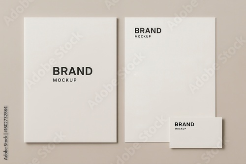 Brand mockup stationery set featuring two sheets and business card