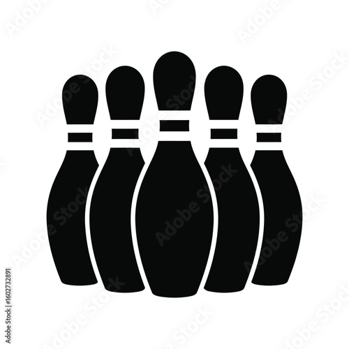 Black Bowling Pins Tenpin Alley Game Sport Recreation Icon

