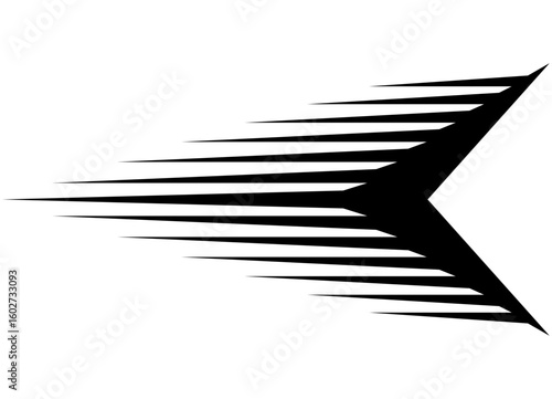 Sharp arrow. Racing black vector pattern on a white background for a car body, motorcycle, boat, toy, sportswear, Sports design element. Striped vector background with lines. Speed. Flight