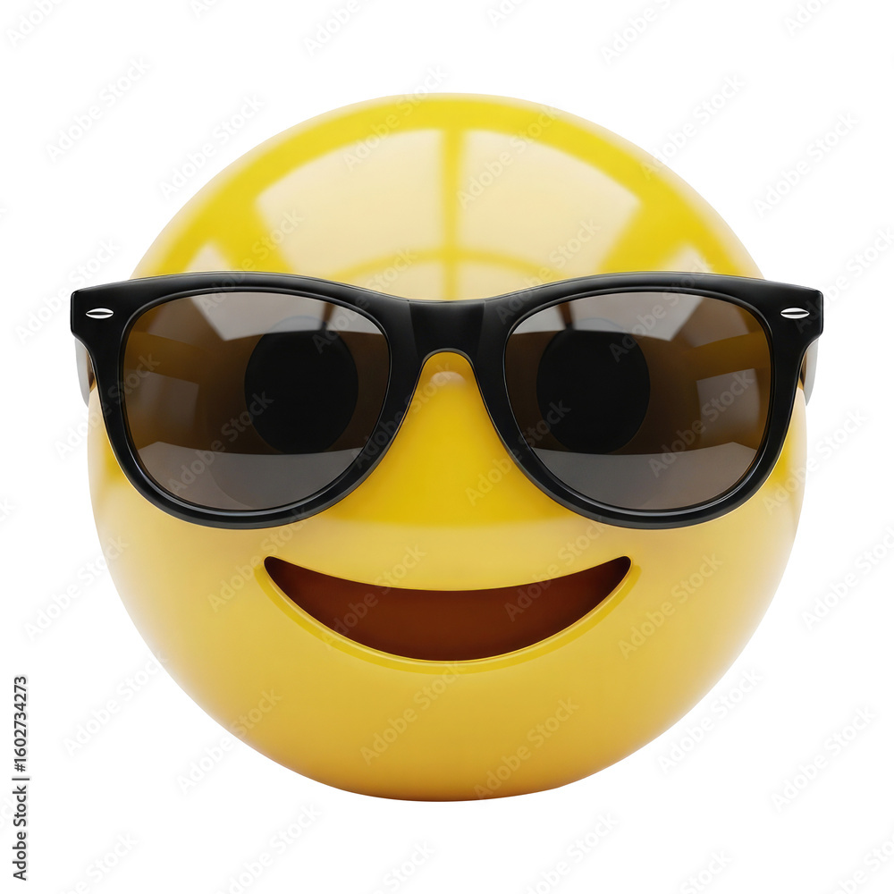 A Symbol of Being Cool and Relaxed, Cool Emoji, Cut Out, Clipping Path Isolated on a Transparent PNG Background. A Symbol of Being Cool and Relaxed, Cool Emoji, Cut Out, Clipping Path Isolated on a Transparent PNG Background.
