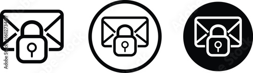 Message or email Lock icon set. Email security key icon flat illustration set. cyber security. private communication
