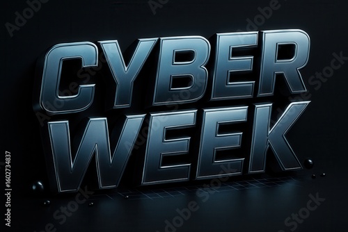 Metallic text displaying 